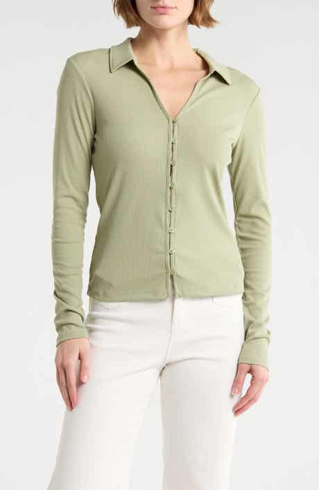 Sanctuary Johnny Collar Long Sleeve Button-Up Top