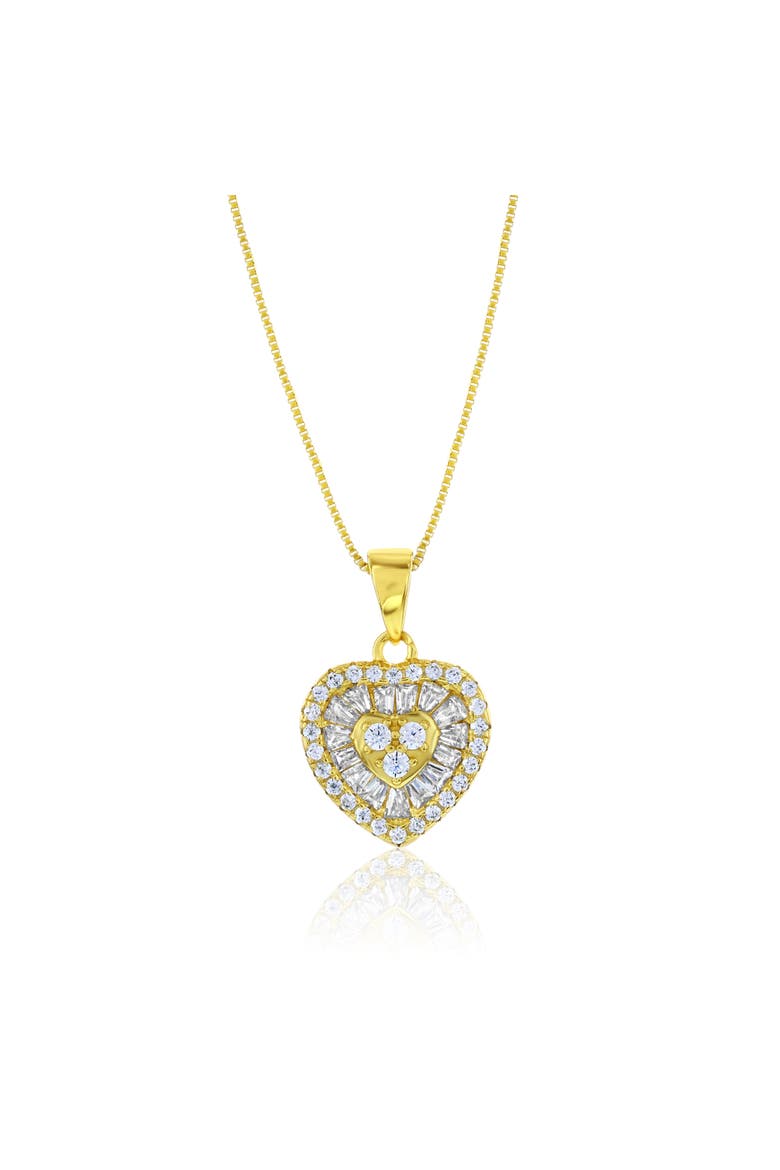 Gold-Flashed Halo Heart Necklace, Main, color, Gold