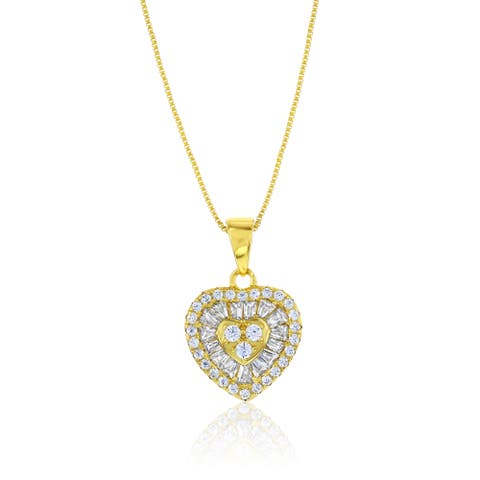 Gold-Flashed Halo Heart Necklace