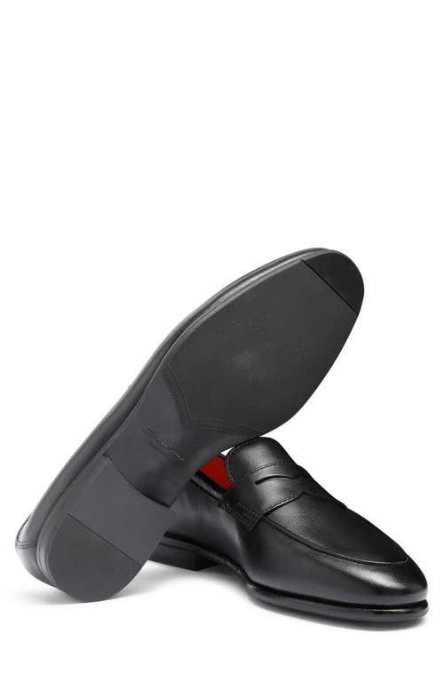 Santoni Carlos Penny Loafers In Black