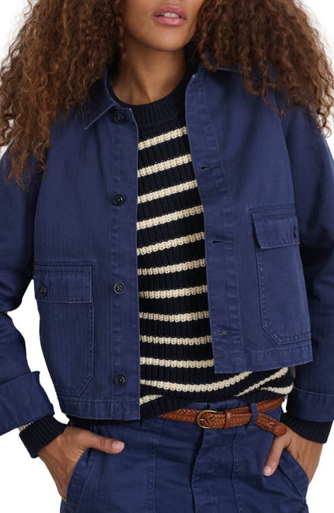 Marfa Crop Herringbone Twill Work Jacket