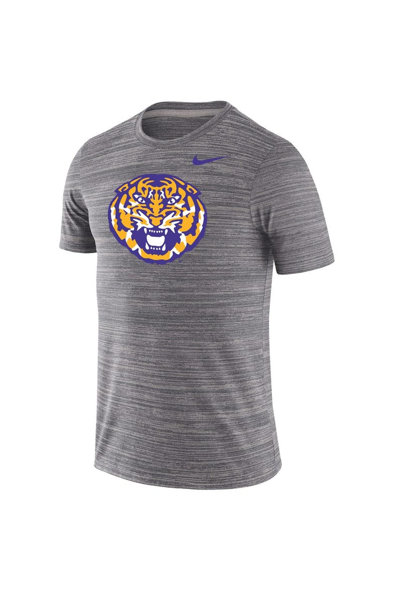 Men's Nike Heathered Charcoal LSU Tigers Big & Tall Velocity Performance T-Shirt, Alternate, color, Heather Charcoal