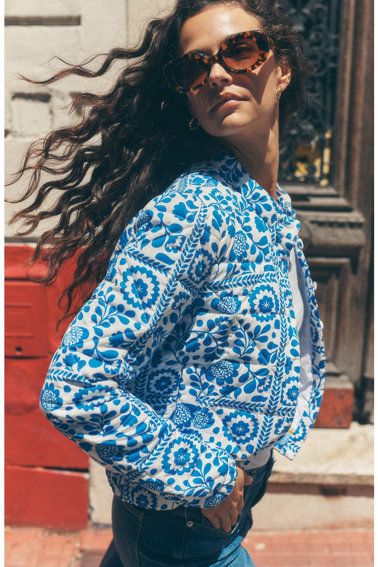 Highbury Print Quilted Jacket, Alternate, color, VINE TILE