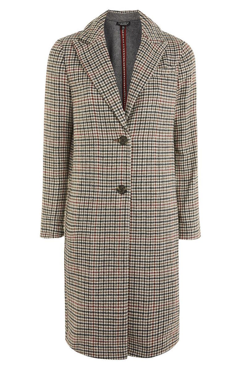 Topshop Bonded Check Coat, Alternate, color,