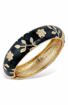 SAVVY CIE JEWELS Enameled Floral Hinge Bangle Bracelet