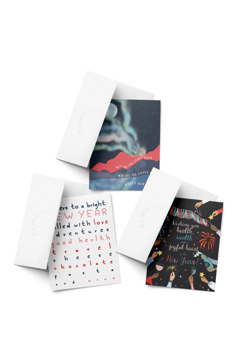New Year Greeting Card Pack (3ct) "Happy New Year, Cheers to a Bright New Year, Stars Align", Main, color, Multi-Pack