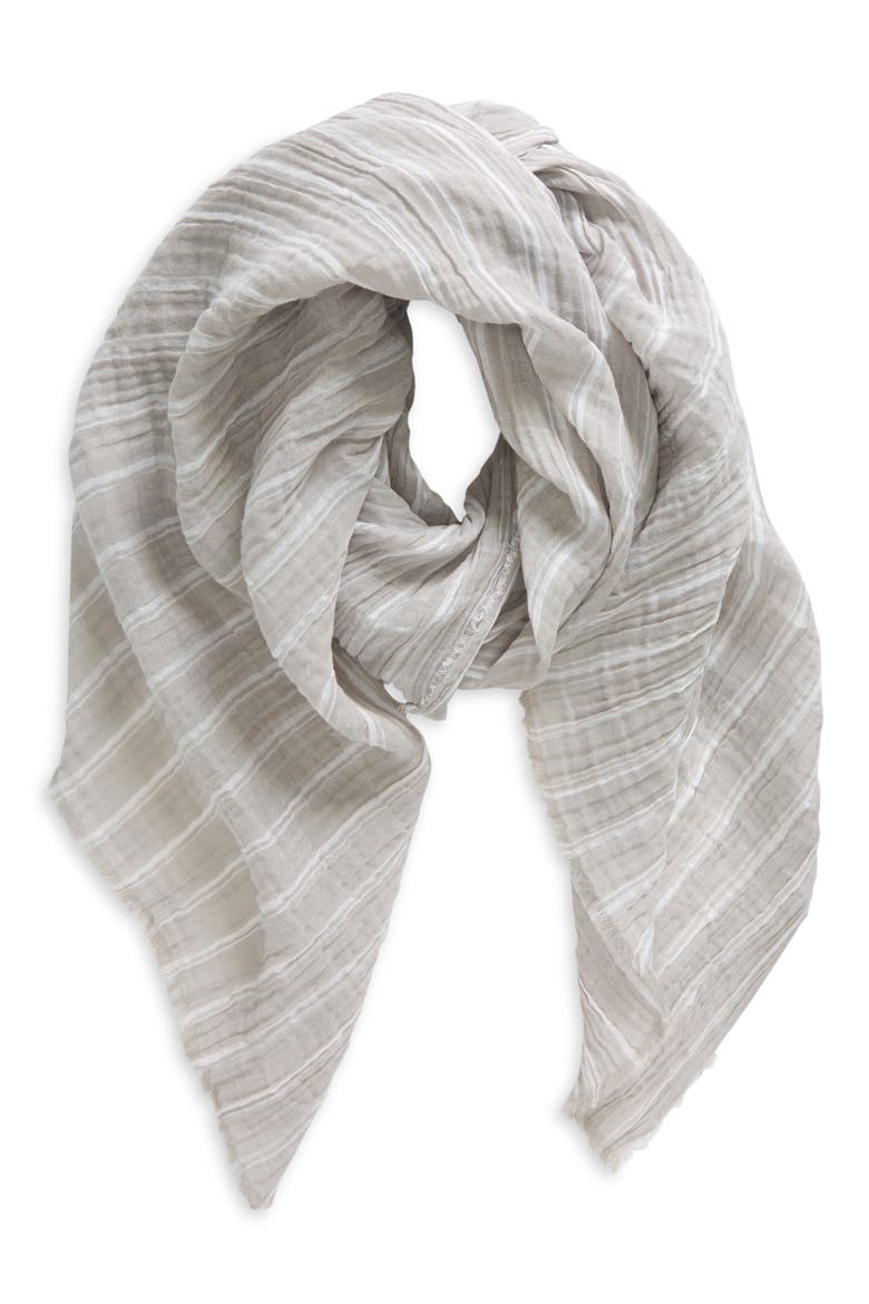 Stripe Cotton Scarf, Alternate, color, GREY COMBO