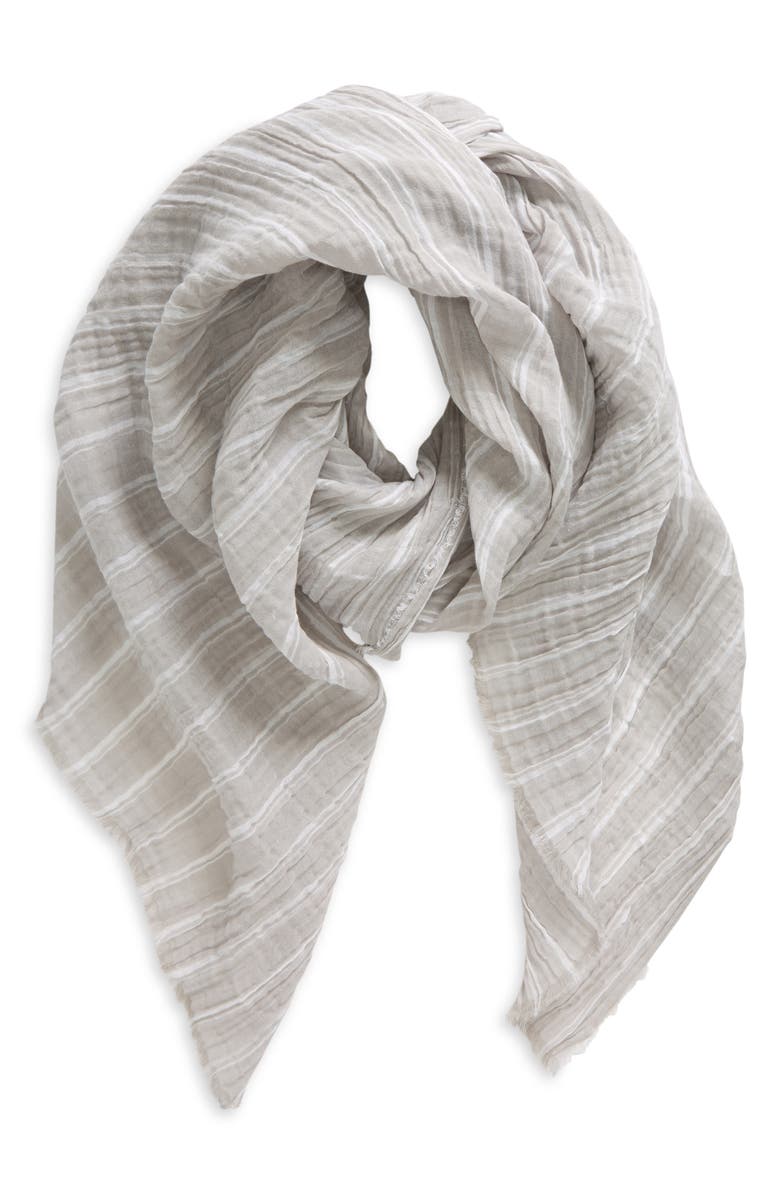 Nordstrom Stripe Cotton Scarf, Alternate, color, Grey Combo