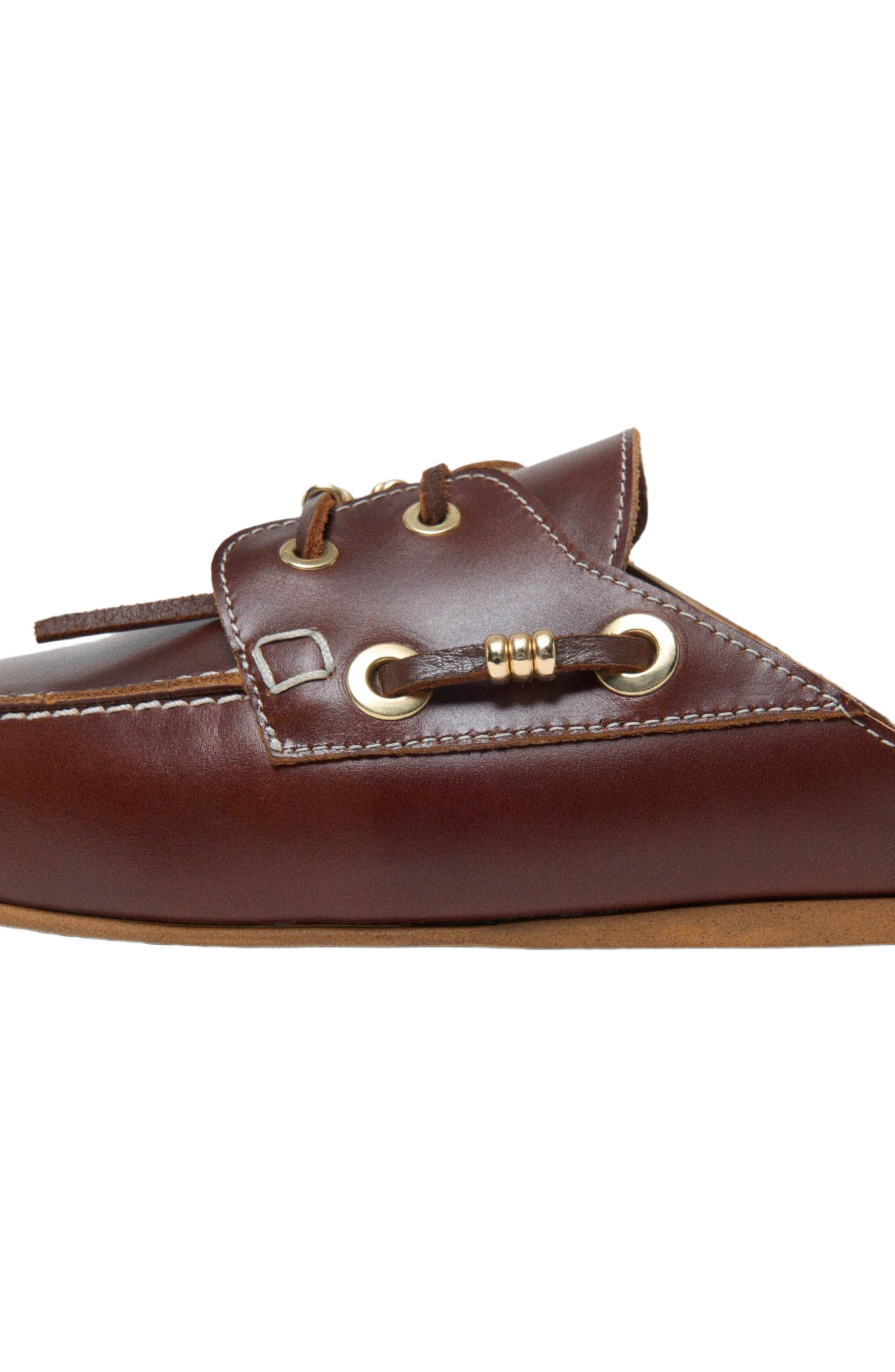 maje Leather boat mules, Alternate, color, Cognac Brown