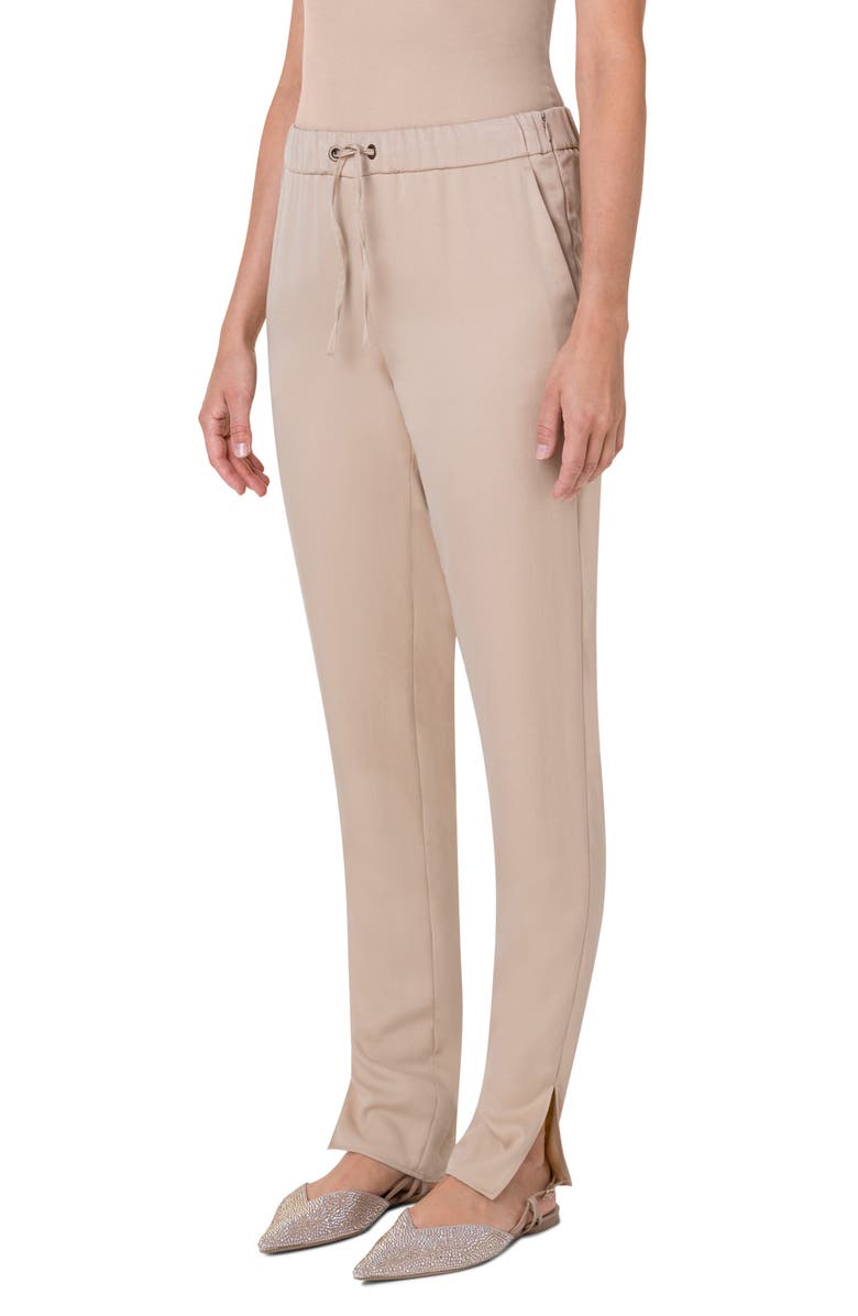 Akris punto Mike Split Hem Crepe Pants, Alternate, color, Beige