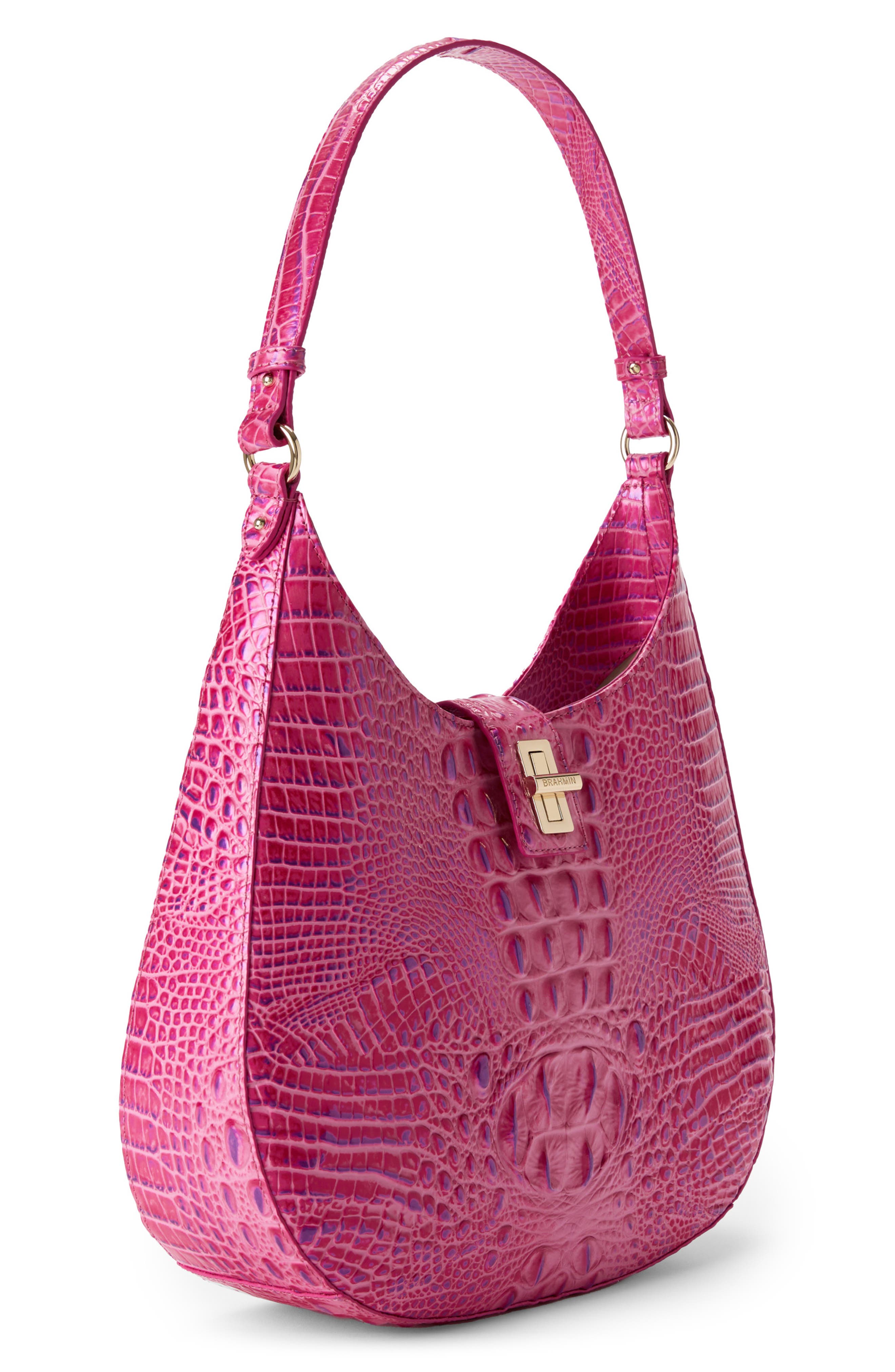 Brahmin Fallon Croc Embossed Leather Shoulder Bag, Alternate, color, 
