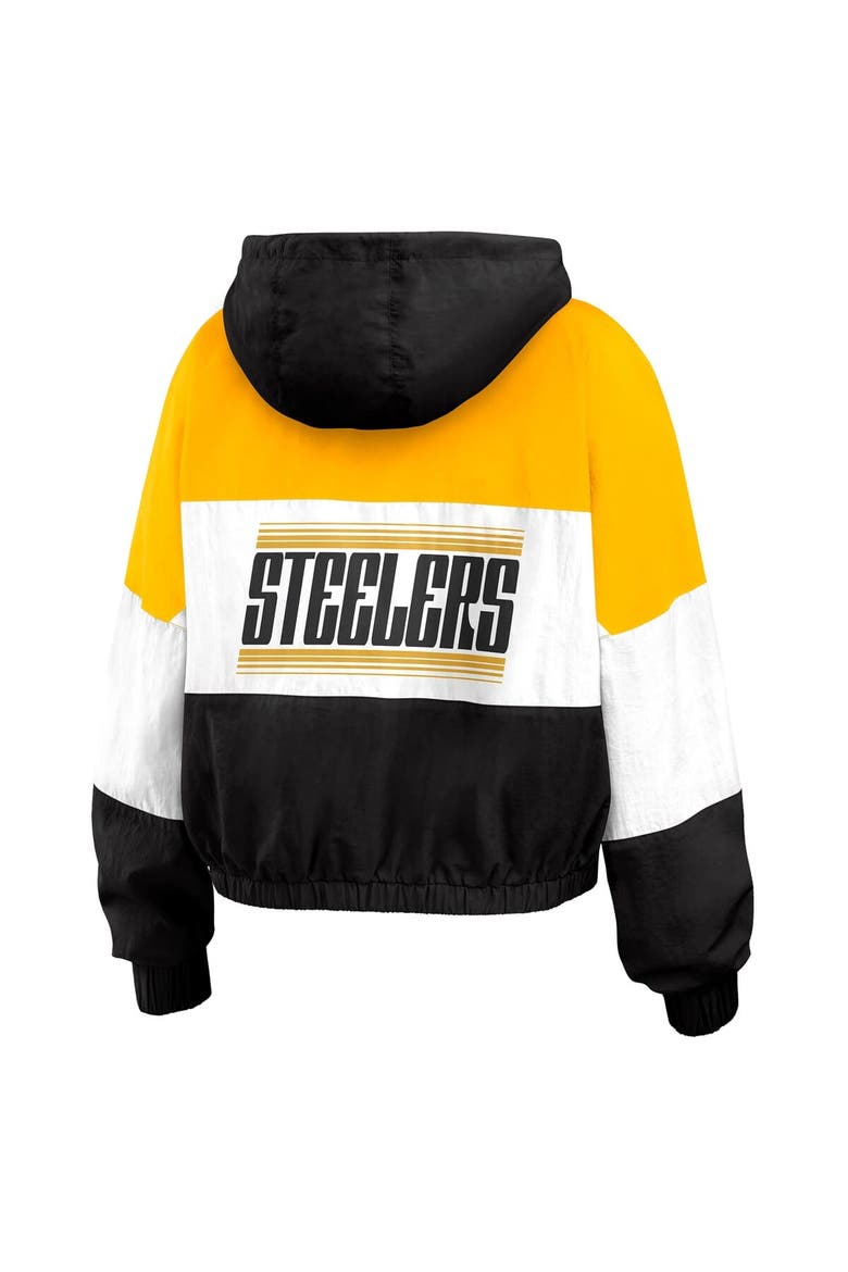 Women's WEAR by Erin Andrews  Black Pittsburgh Steelers Color Block Full-Zip Windbreaker Jacket, Alternate, color, Black