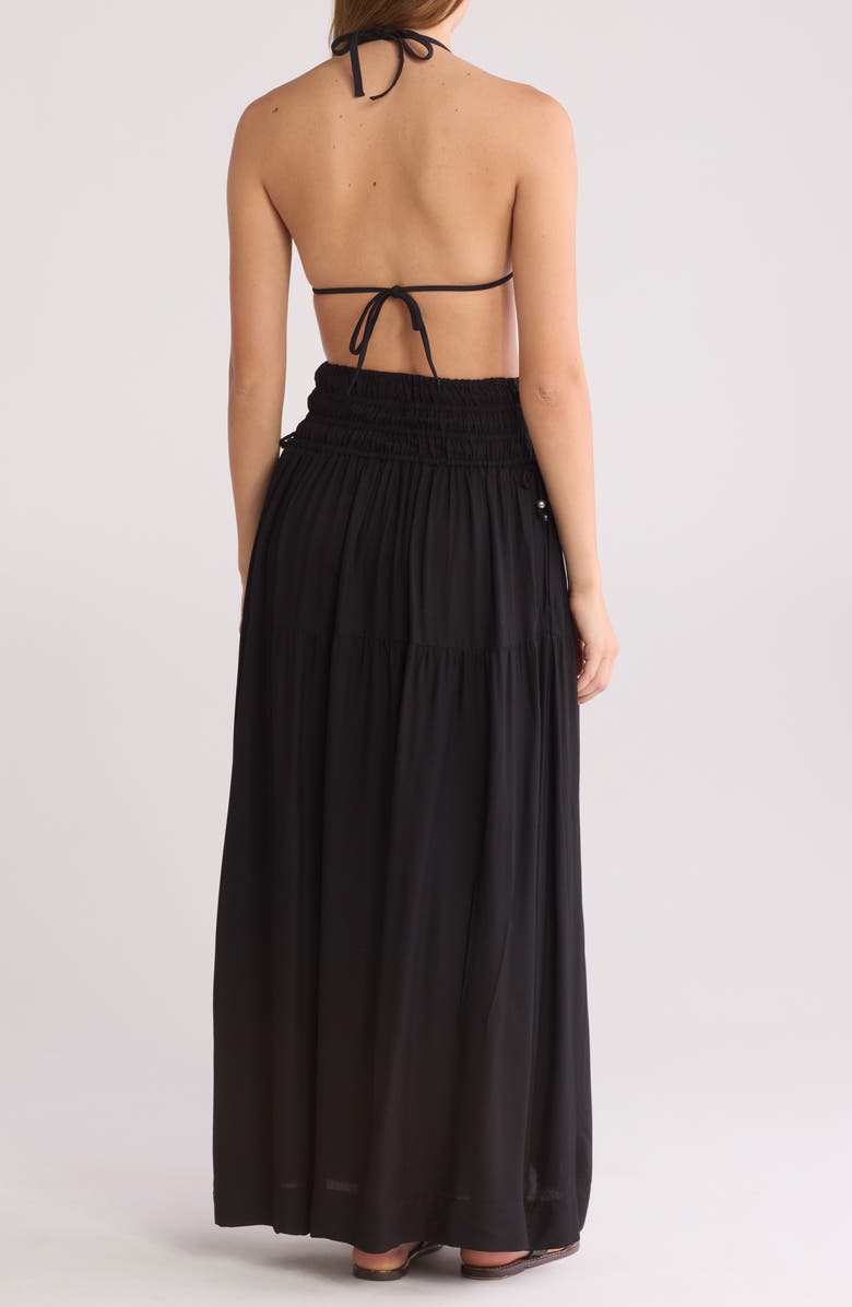 Elan Smocked Waist Maxi Cover-Up Skirt, Alternate, color, Black