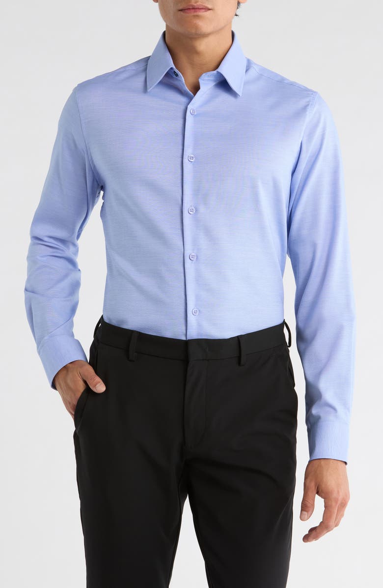Duchamp Slim Fit Textured Stretch Cotton Dress Shirt, Main, color, Blue