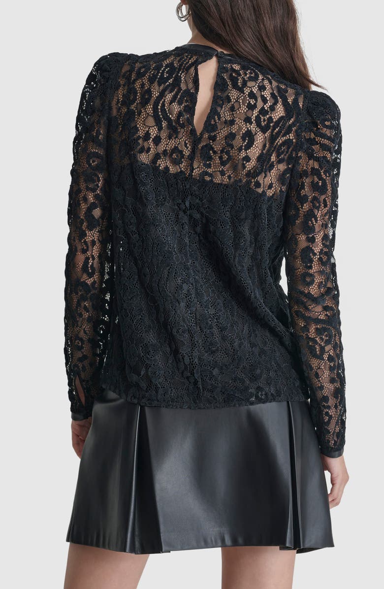 DKNY Floral Mesh Lace Long Sleeve Top, Alternate, color, 