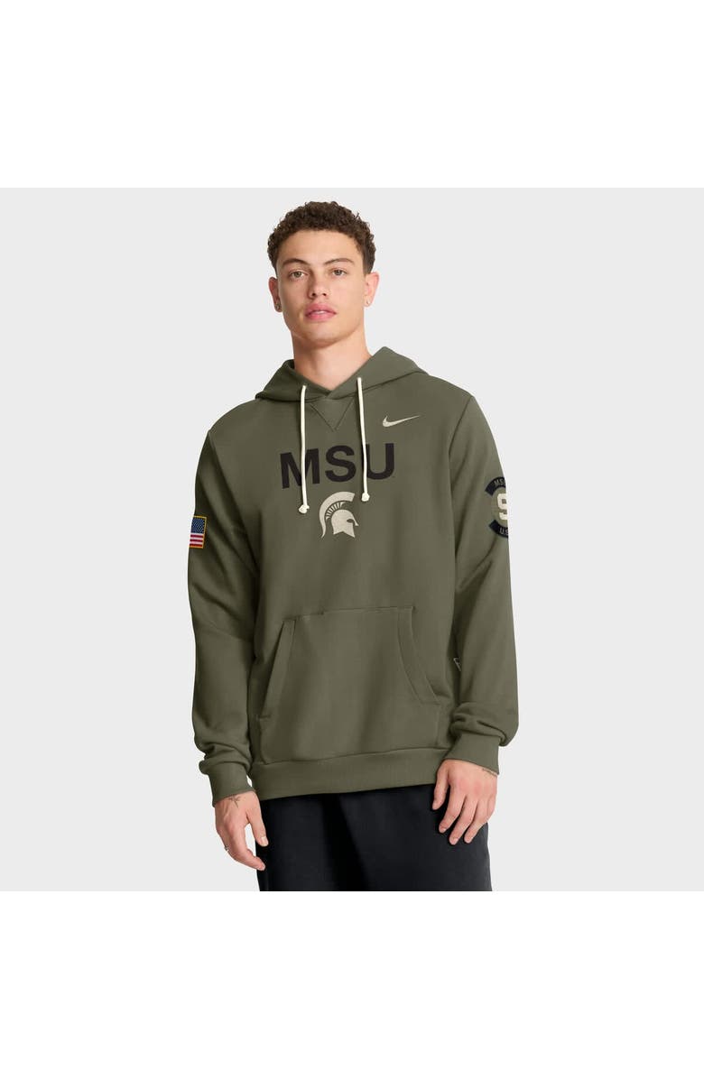 Nike Men's Nike Olive Michigan State Spartans 2025 Military Appreciation Performance Pullover Hoodie, Main, color, Olive