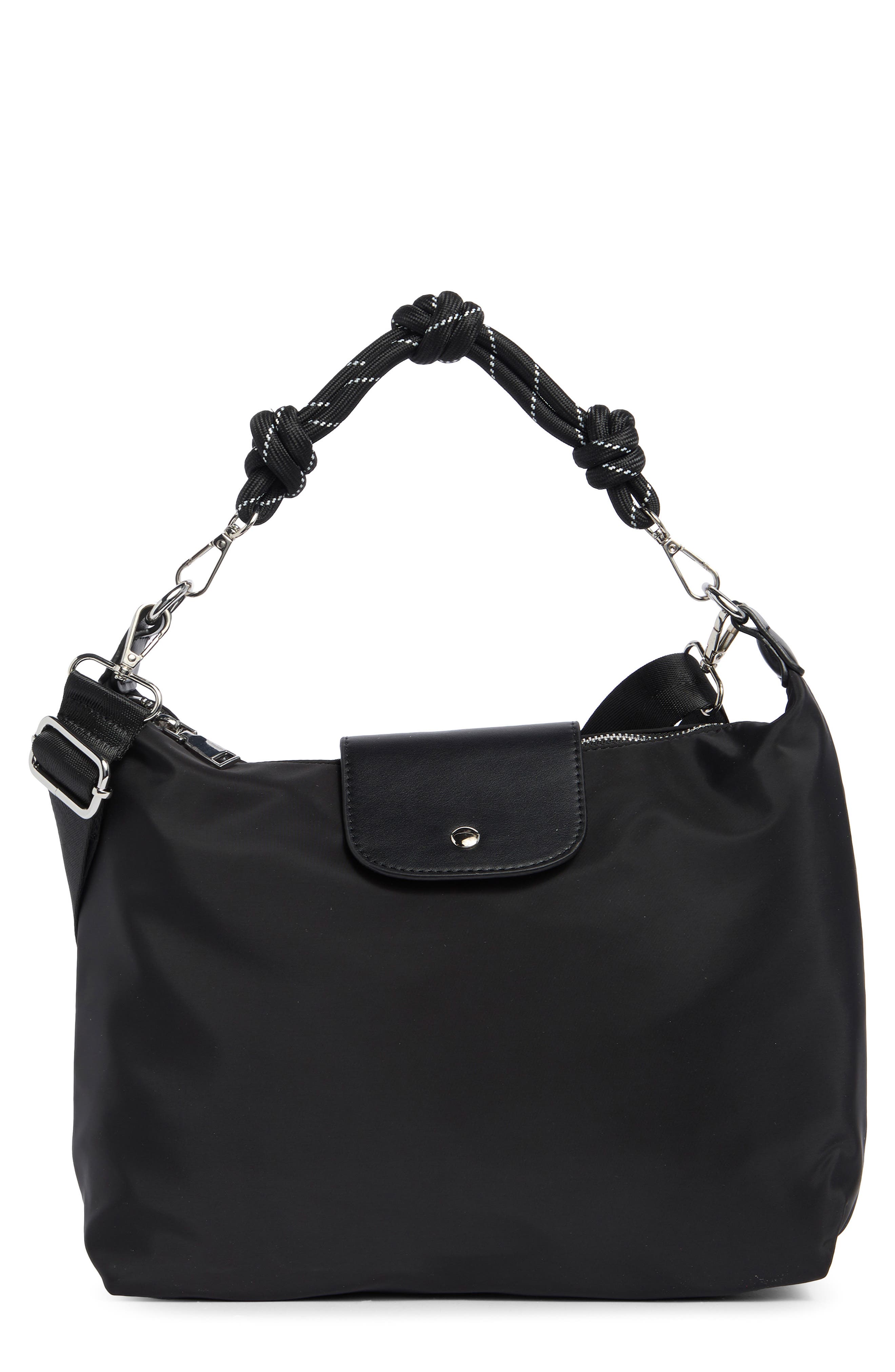 URBAN EXPRESSIONS HANDBAGS Nylon Flap Crossbody Bag, Main, color, Black