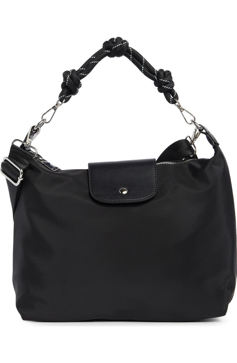 URBAN EXPRESSIONS HANDBAGS Nylon Flap Crossbody Bag, Main, color, Black