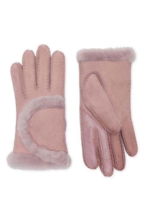 Genuine Shearling Exposed Curve Seam Gloves