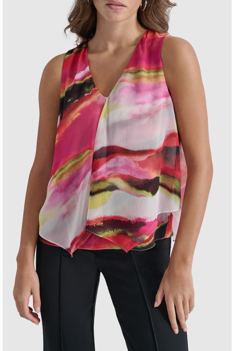 Printed Sleeveless Chiffon Top, Main, color, MULTI GEODE