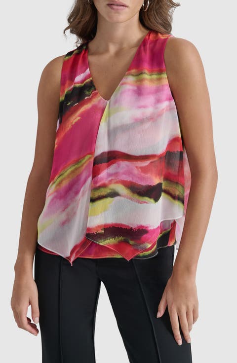 Printed Sleeveless Chiffon Top
