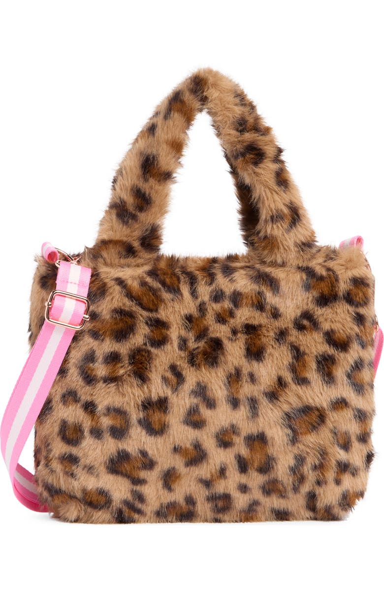 Piper & Jax Kids' Faux Fur Leopard Tote, Main, color, Brown