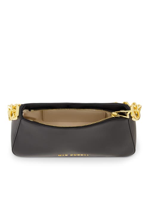 Mac Duggal Nappa Leather Gold Strap Shoulder Bag In Black
