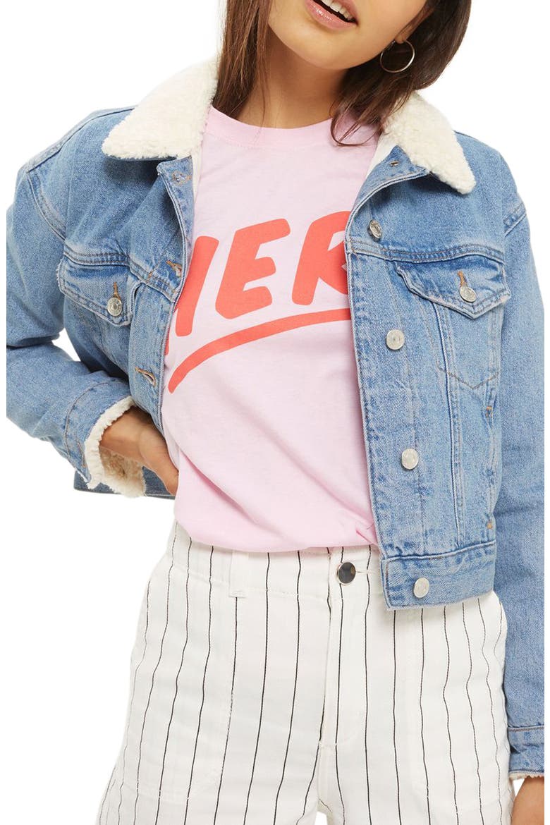Tilda Borg Denim Jacket, Main, color, MID DENIM