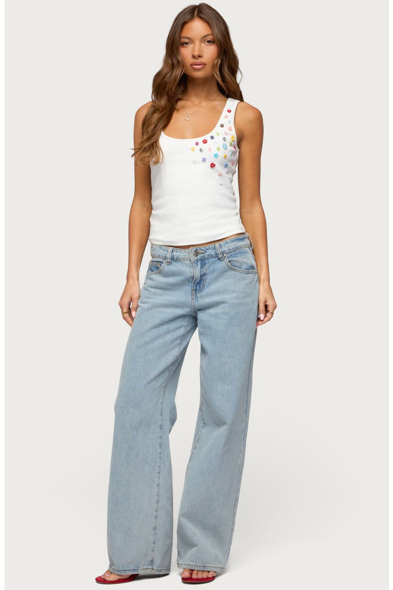 Natash Mixed Button Tank Top, Alternate, color, WHITE