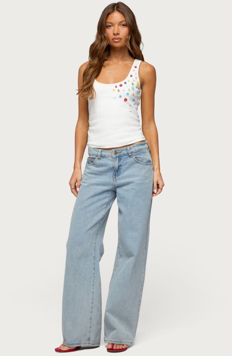 EDIKTED Natash Mixed Button Tank Top, Alternate, color,