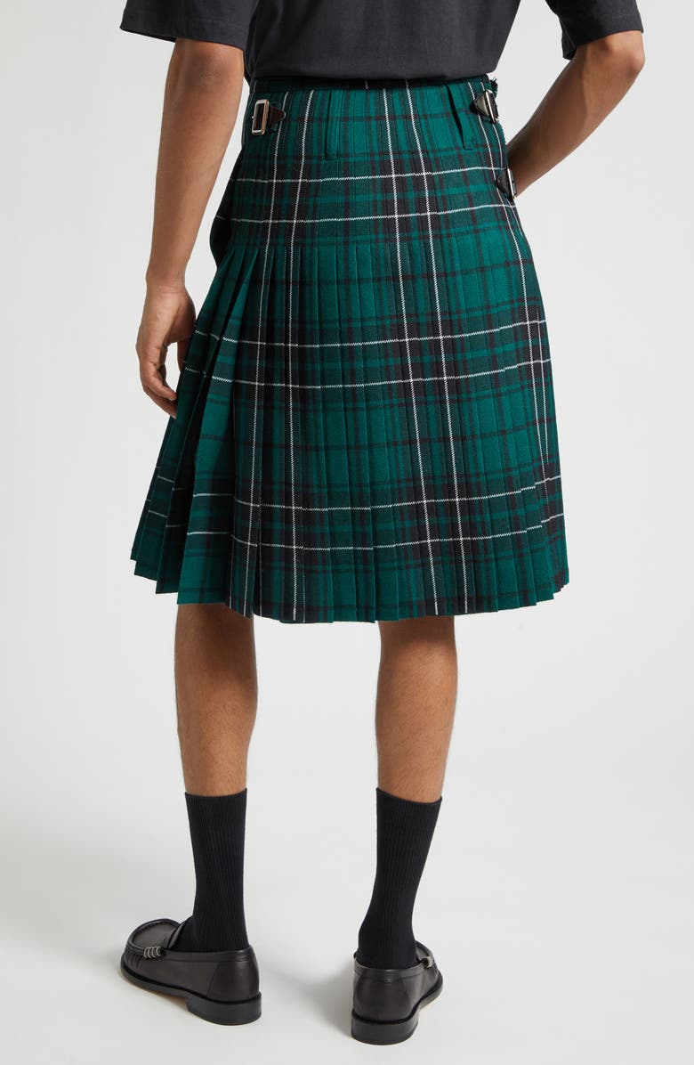 JW Anderson Plaid Wool Kilt, Alternate, color, Forest Green