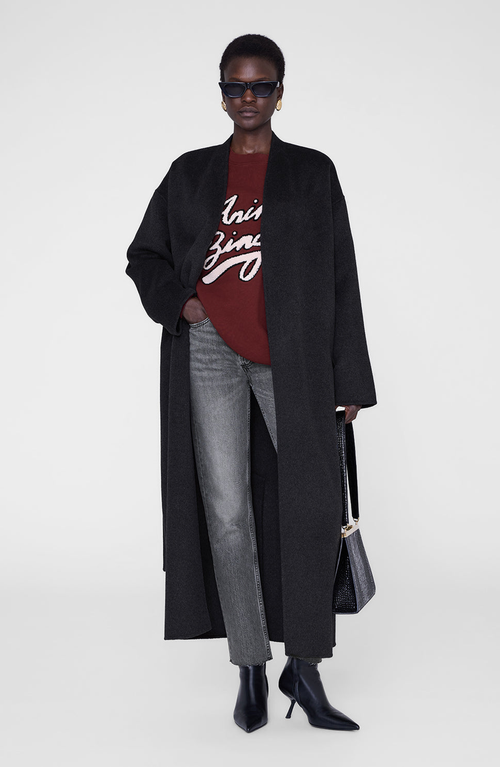 Anine Bing Miles Chenille Signature Sweatshirt In Burgundy