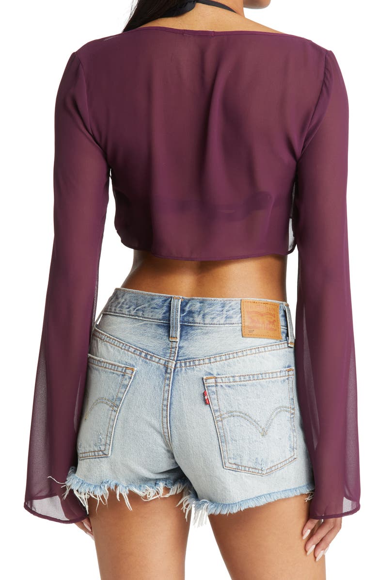 HOUSE OF CB Marseille Georgette Crop Cover-Up Top, Alternate, color,