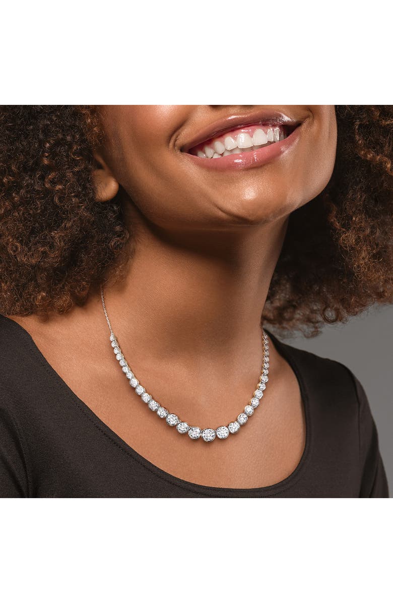 DELMAR Lab-Created Moissanite Tennis Necklace, Alternate, color, Silver/ White