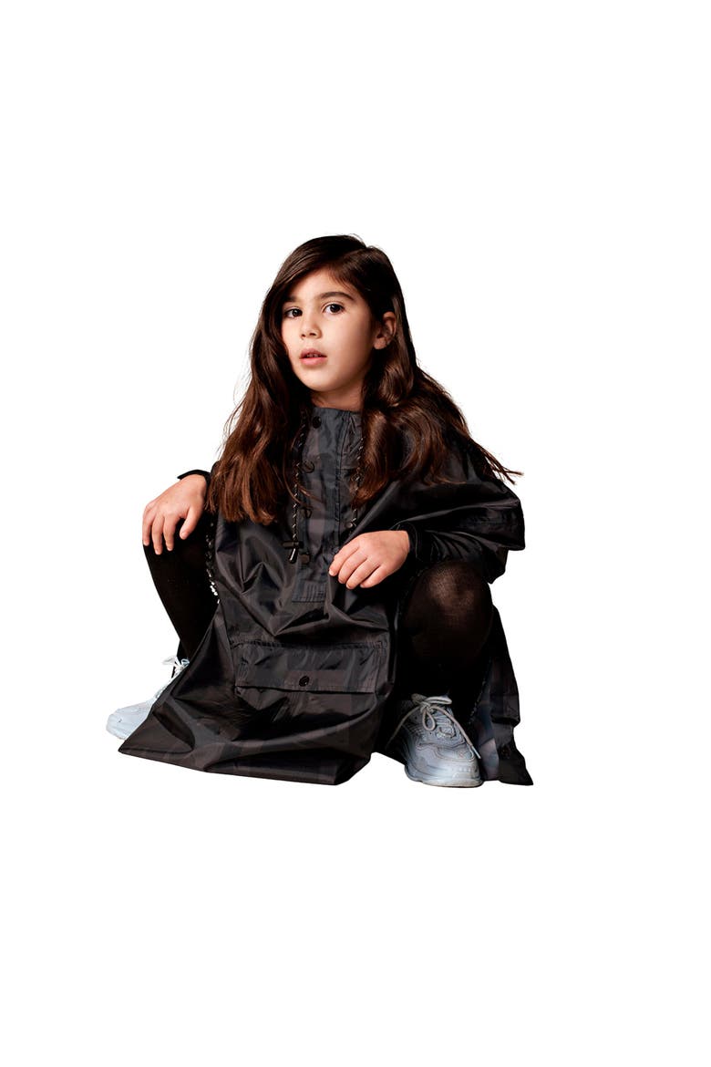 Kids Rain Poncho Back To Art, Alternate, color, Black