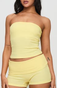 Princess Polly Baseline Strapless Rib Stretch Cotton Top
