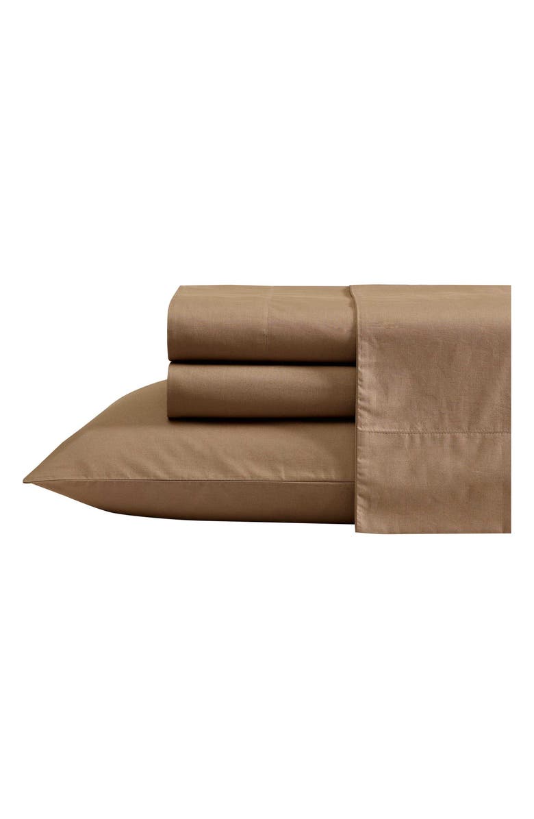 Nautica Bayvies 200-Thread Count Cotton Percale Sheet Set, Main, color, Light / Medium Brown