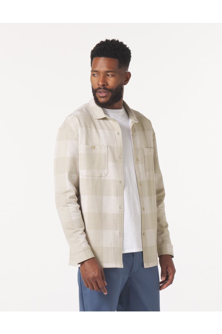 Trek Button Front Shirt, Main, color, Oatmilk/Linen Plaid