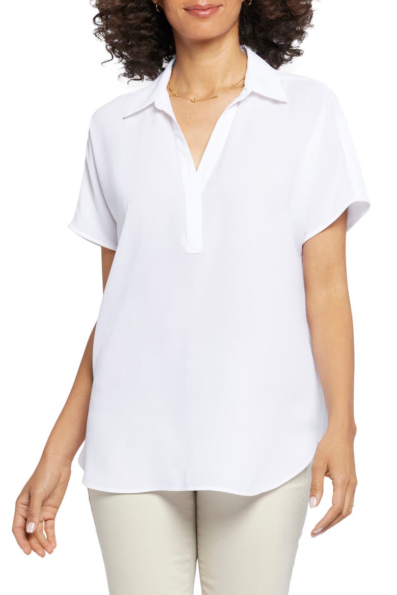 Becky Split Neck Woven Top, Main, color, OPTIC WHITE