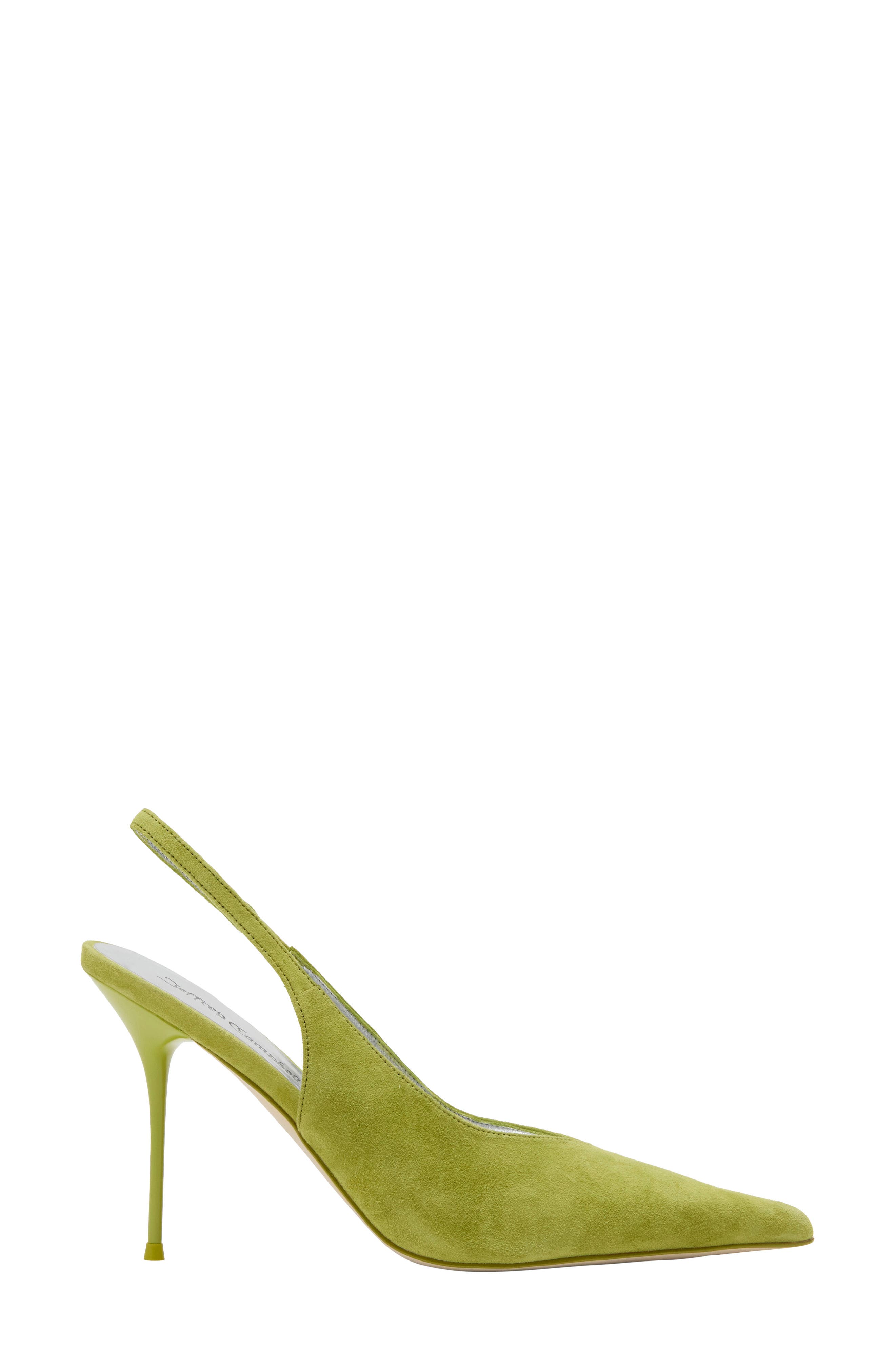 Pucker Leather Slingback Pump, Alternate, color, BRIGHT CHARTREUSE SUEDE