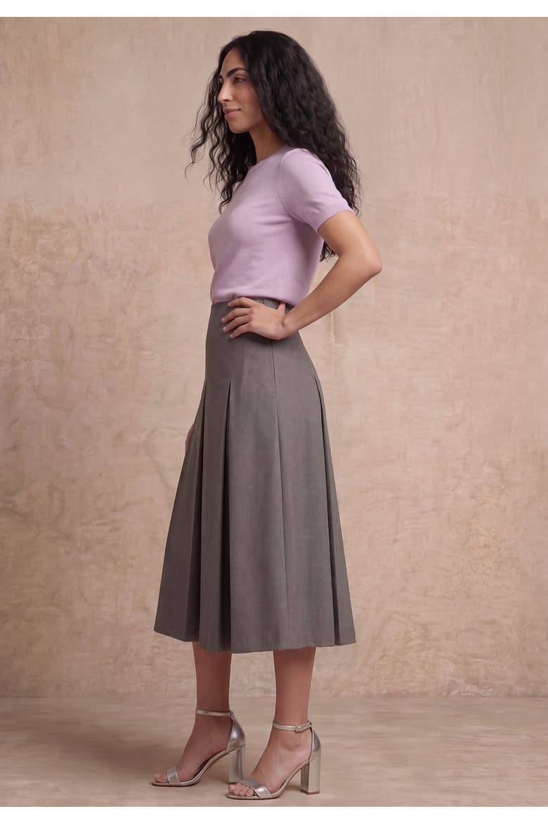 Pleated A Line Skirt, Alternate, color, CHARCOAL