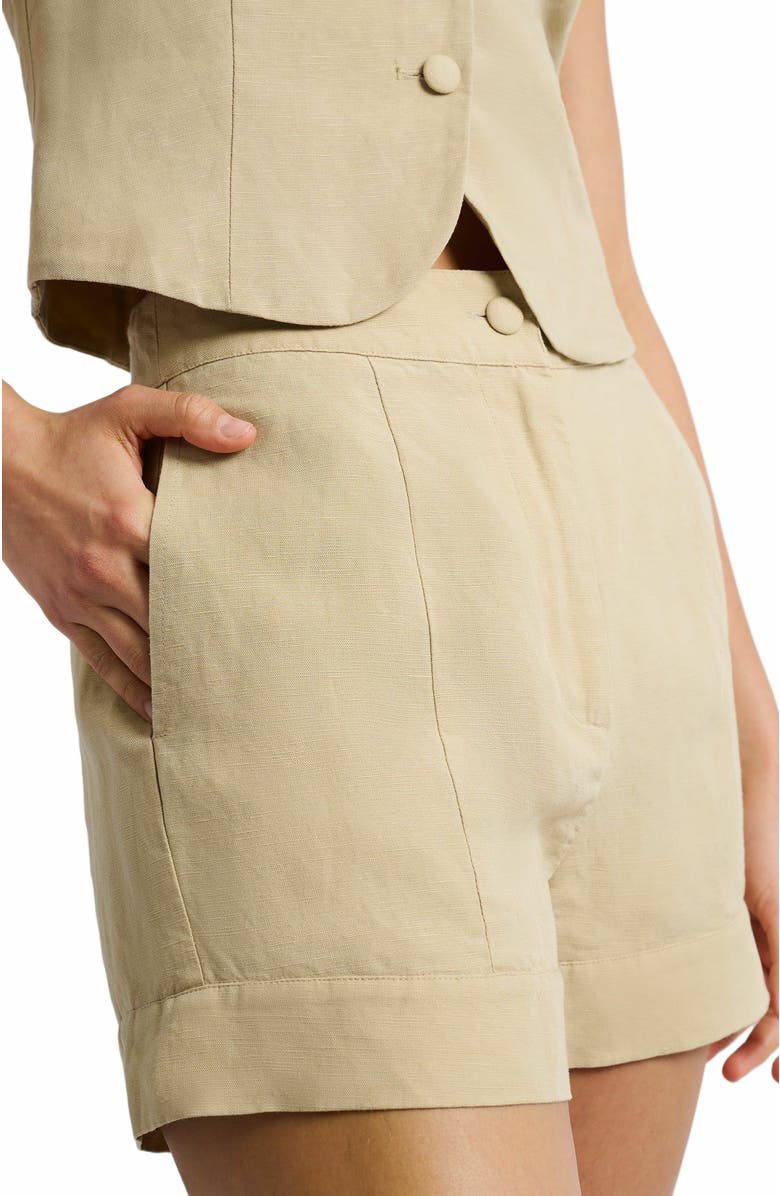 Onia Air Linen Trouser Short, Alternate, color, Jute
