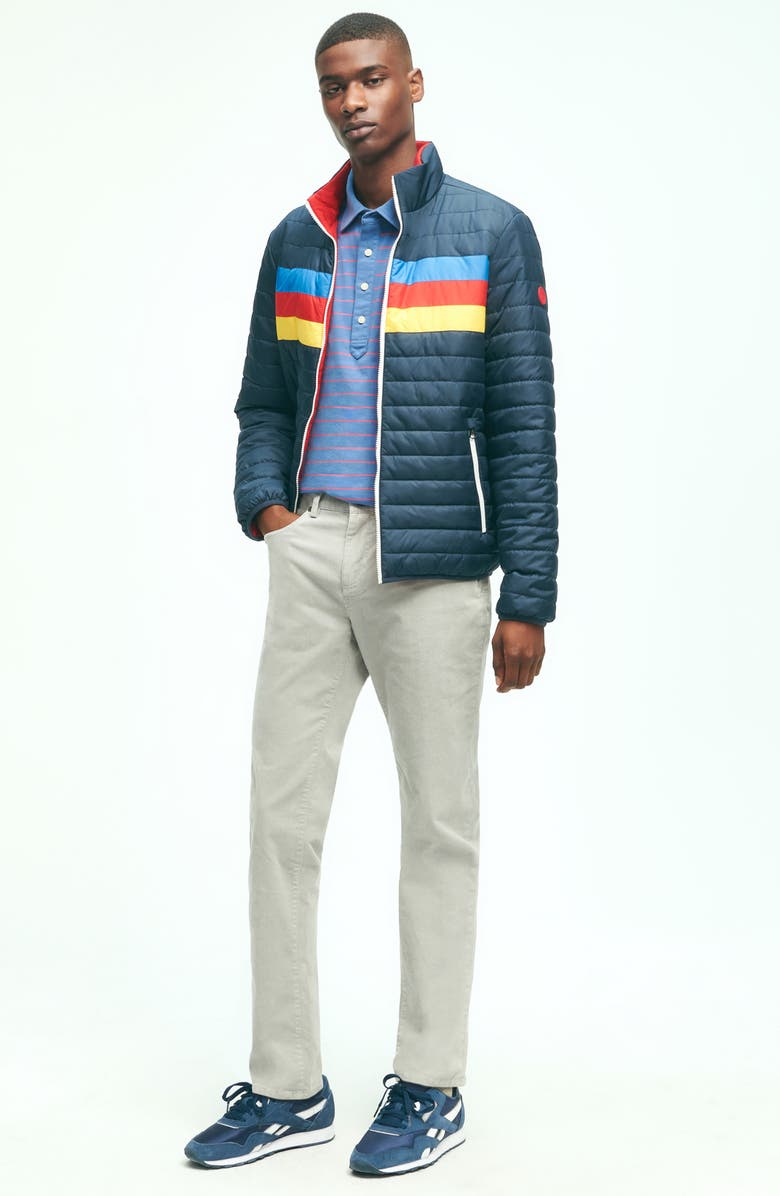 Brooks Brothers Race Stripe Zip-Up Puffer Jacket, Alternate, color, 