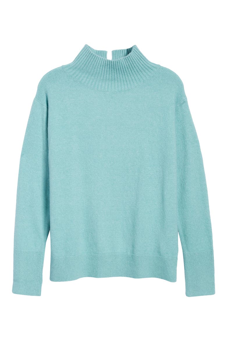 Mock Neck Cotton Blend Sweater, Alternate, color, TEAL NILE