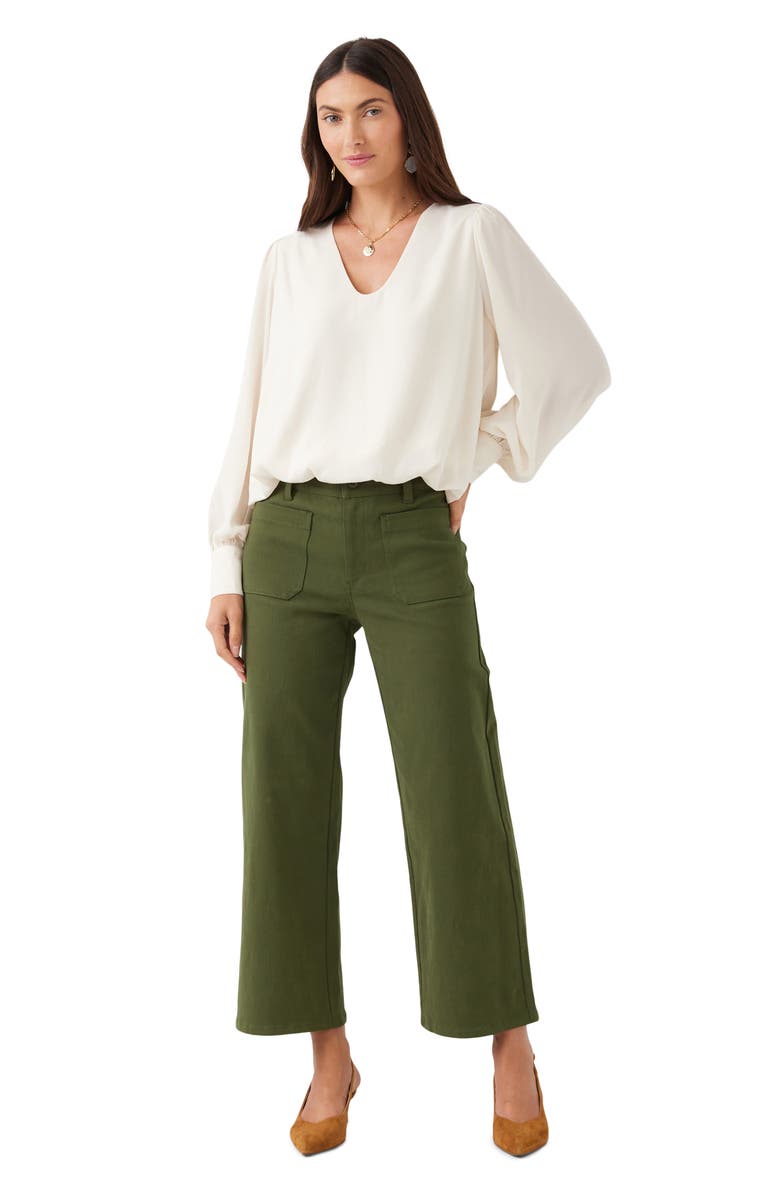 Karen Kane Lauren Patch Pocket Crop Wide Leg Pants, Alternate, color, Olive