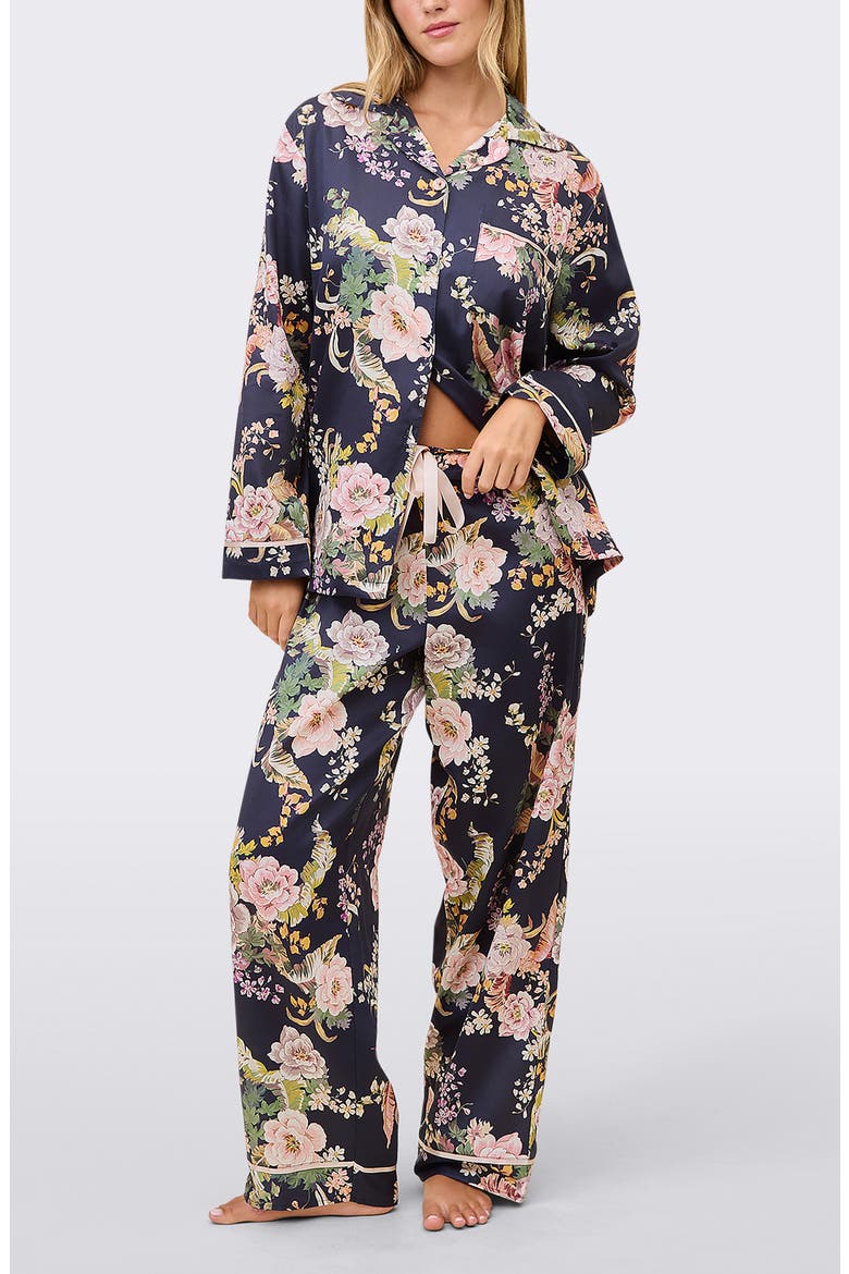 Betsy Cotton Sateen Pajamas, Alternate, color, NAVY