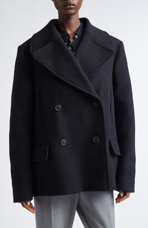 Vafel Wool Blend Twill Peacoat