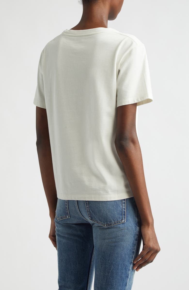 Saint Laurent Classic Logo Patch Cotton & Modal T-Shirt, Alternate, color, Naturel