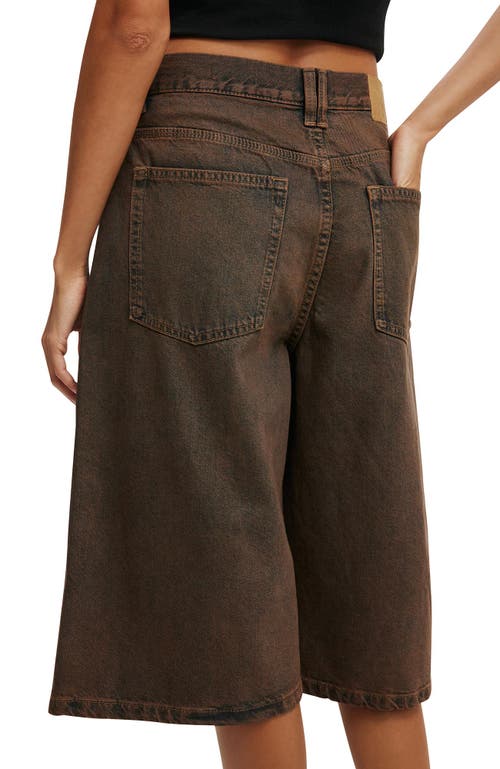 Cotton On 91 Baggy Denim Jort In Shadow Brown