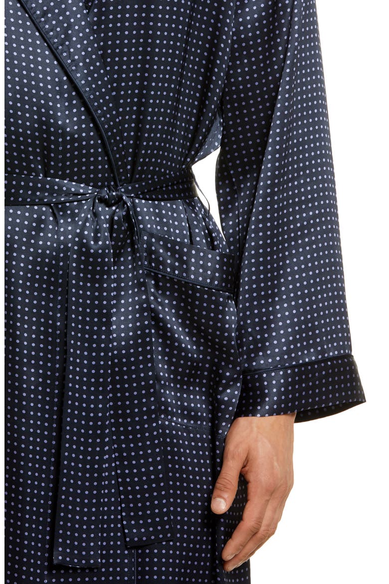Dot Silk Robe, Alternate, color, NAVY DOT
